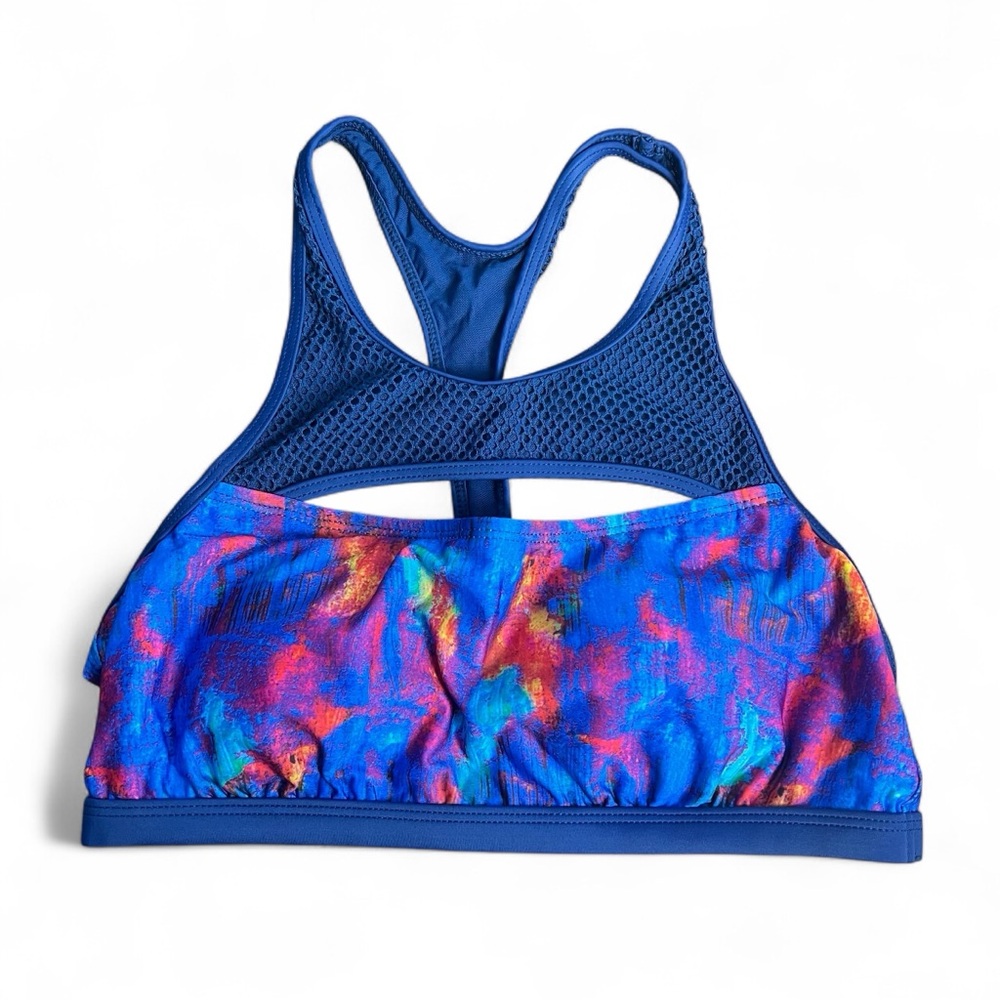 Title Nine - Women’s Jane Bond Bikini Marble Print Blueberry Racerback NWT Sz. L